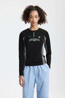 Color-Block Stretch Active Long-Sleeve - Black