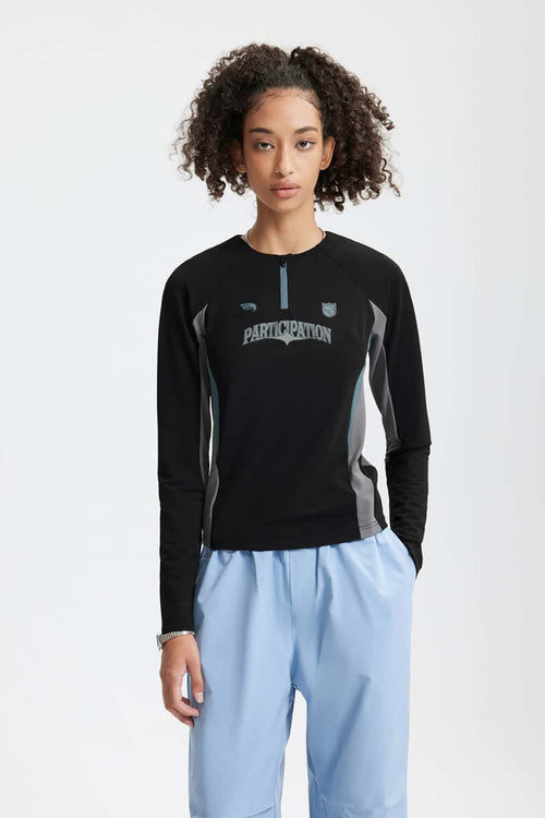 Color-Block Stretch Active Long-Sleeve - Black