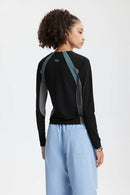 Color-Block Stretch Active Long-Sleeve - Black