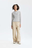 Color-Block Stretch Active Long-Sleeve - Light Gray