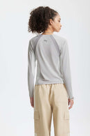 Color-Block Stretch Active Long-Sleeve - Light Gray