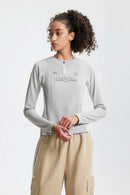 Color-Block Stretch Active Long-Sleeve - Light Gray