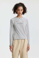 Color-Block Stretch Active Long-Sleeve - Light Gray