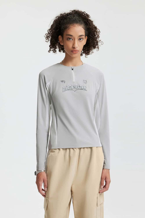 Color-Block Stretch Active Long-Sleeve - Light Gray