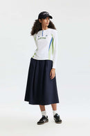 Color-Block Stretch Active Long-Sleeve - White