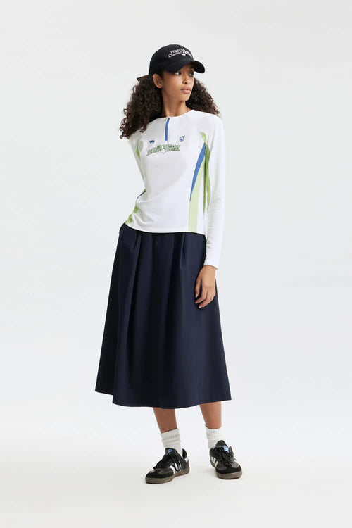 Color-Block Stretch Active Long-Sleeve - White