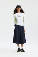 Color-Block Stretch Active Long-Sleeve - White