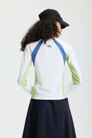 Color-Block Stretch Active Long-Sleeve - White