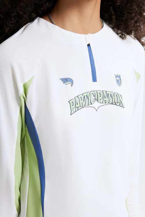 Color-Block Stretch Active Long-Sleeve - White