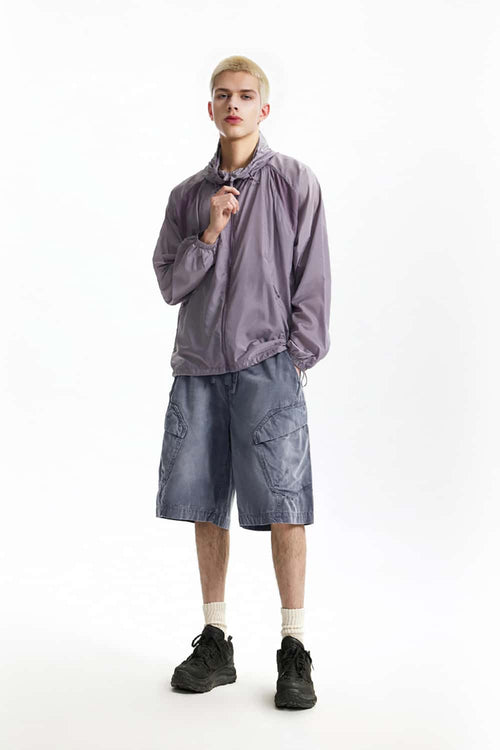 Heavyweight Washed Cargo Shorts - Grayish Blue