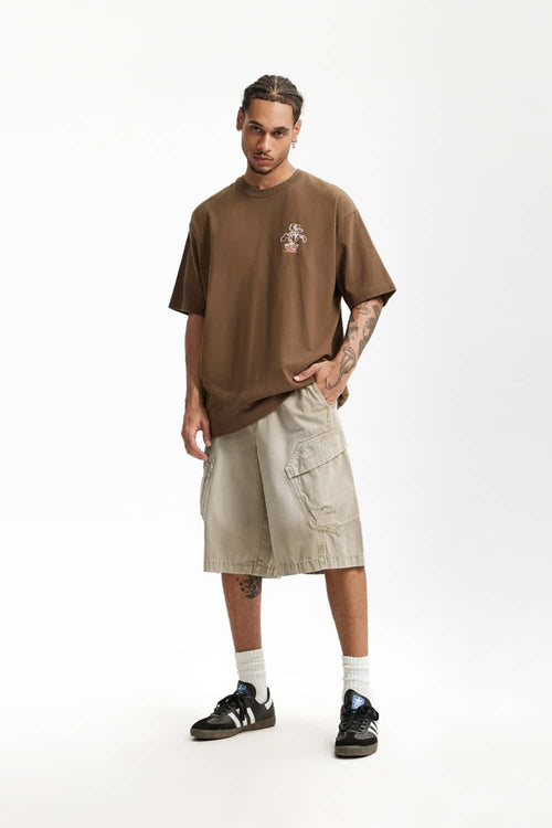 Heavyweight Washed Cargo Shorts - Khaki