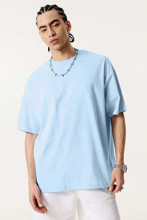 Essential Relaxed Fit Cotton Tee - Baby Blue
