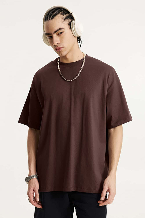 Essential Relaxed Fit Cotton Tee - Chocolate