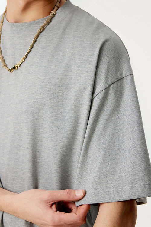 Essential Relaxed Fit Cotton Tee - Flower Gray