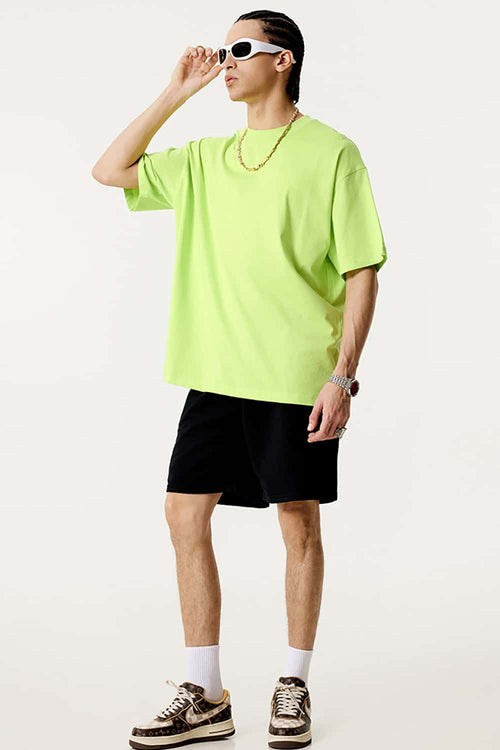 Essential Relaxed Fit Cotton Tee - Fluorescent Green