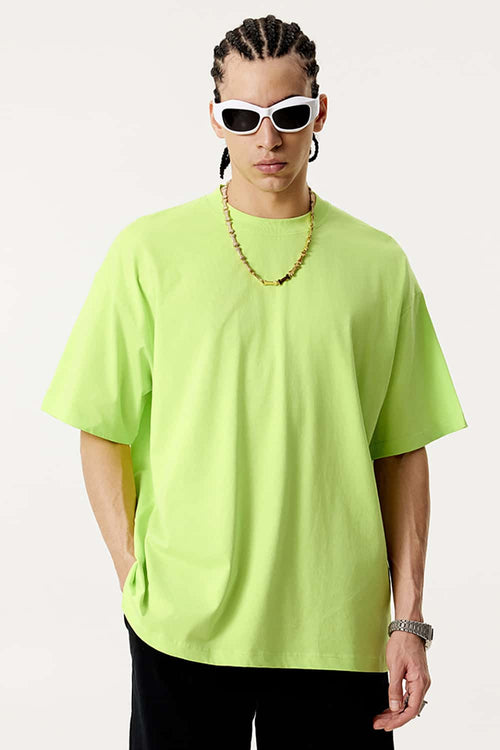 Essential Relaxed Fit Cotton Tee - Fluorescent Green