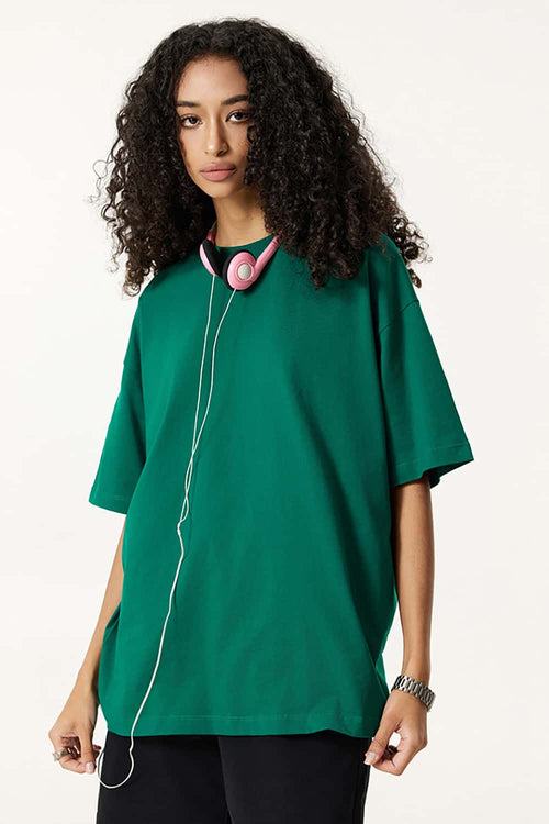 Essential Relaxed Fit Cotton Tee - Green