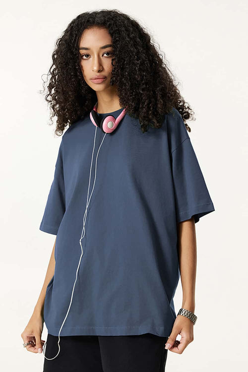Essential Relaxed Fit Cotton Tee - Haze Blue