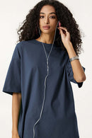 Essential Relaxed Fit Cotton Tee - Haze Blue