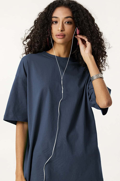 Essential Relaxed Fit Cotton Tee - Haze Blue