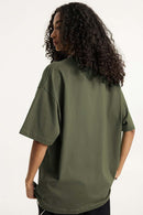 Essential Relaxed Fit Cotton Tee - Military Green