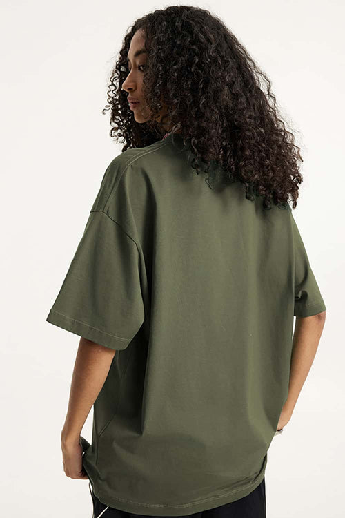 Essential Relaxed Fit Cotton Tee - Military Green