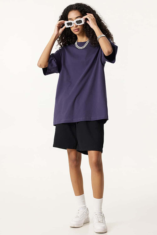 Essential Relaxed Fit Cotton Tee - Purple