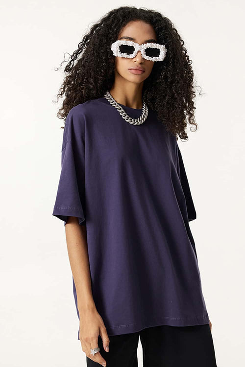 Essential Relaxed Fit Cotton Tee - Purple