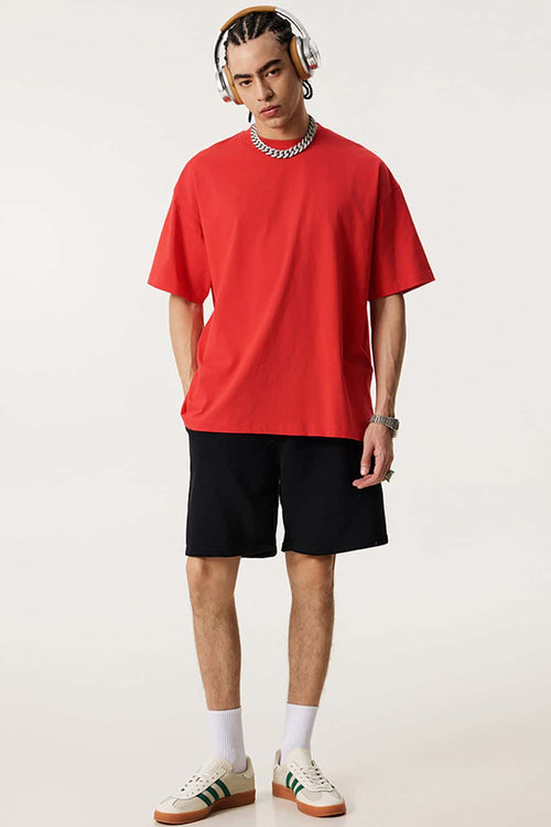 Essential Relaxed Fit Cotton Tee - Red