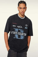 Washed Vintage Racing Graphic Tee - Fried Snowflakes