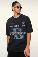 Washed Vintage Racing Graphic Tee - Fried Snowflakes