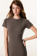Tailored Slit Midi Dress - Coffee