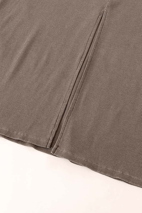 Tailored Slit Midi Dress - Coffee