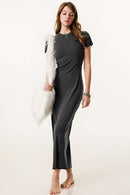 Tailored Slit Midi Dress - Dark Gray
