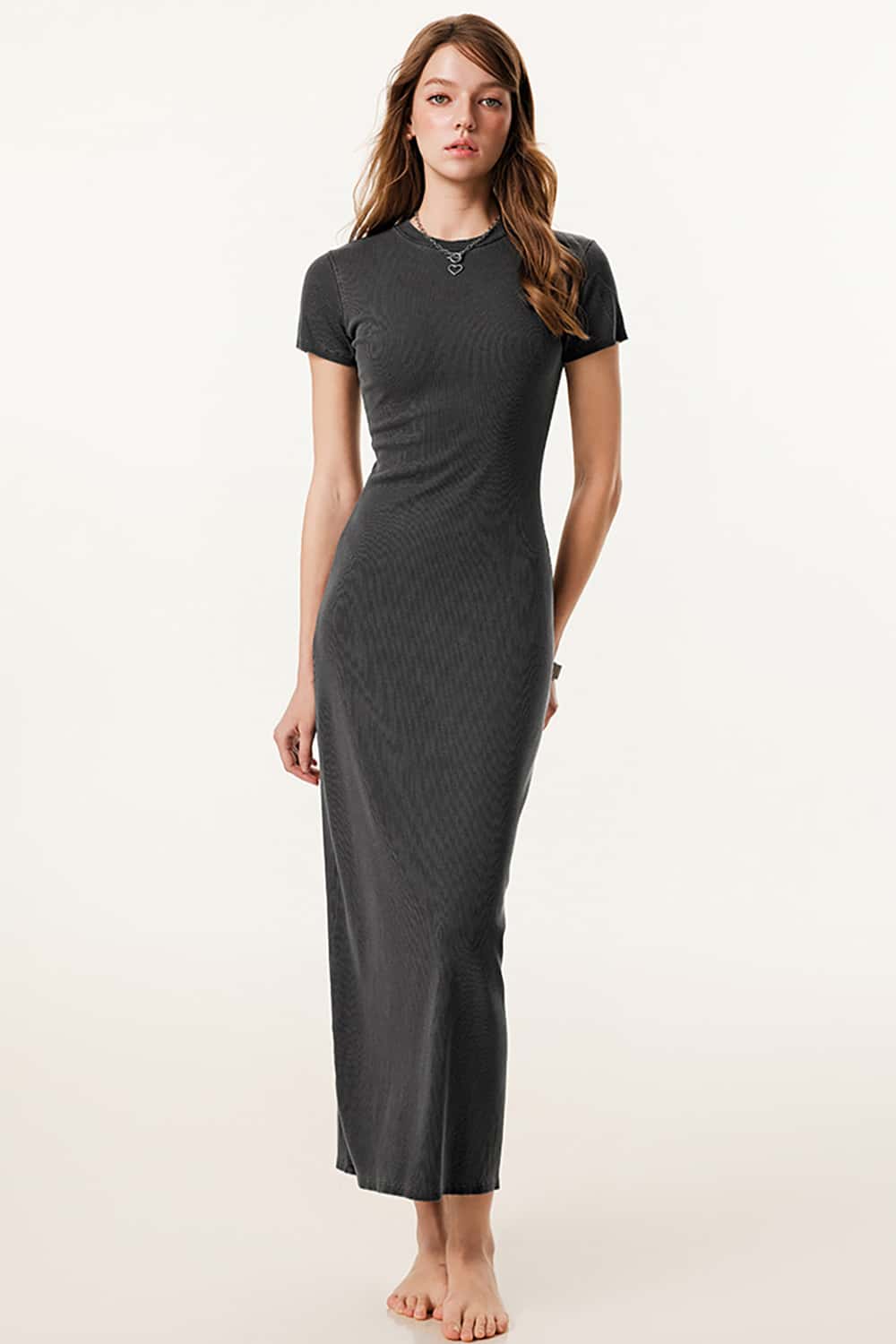 Slimming Hip-Hugging Dress with Slit - Figure-Enhancing Long Dress
