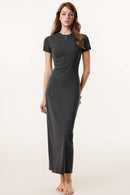 Tailored Slit Midi Dress - Dark Gray