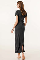 Tailored Slit Midi Dress - Dark Gray
