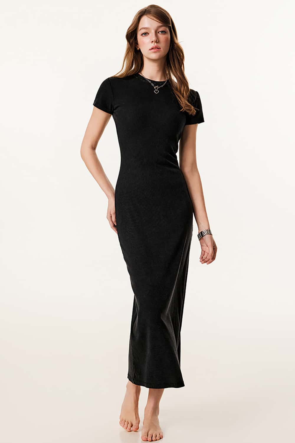 Slimming Hip-Hugging Dress with Slit - Figure-Enhancing Long Dress