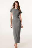 Tailored Slit Midi Dress - Medium Gray