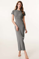Tailored Slit Midi Dress - Medium Gray