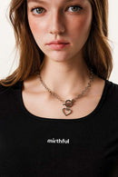 Square Neck Tailored Graphic Crop Tee - Black