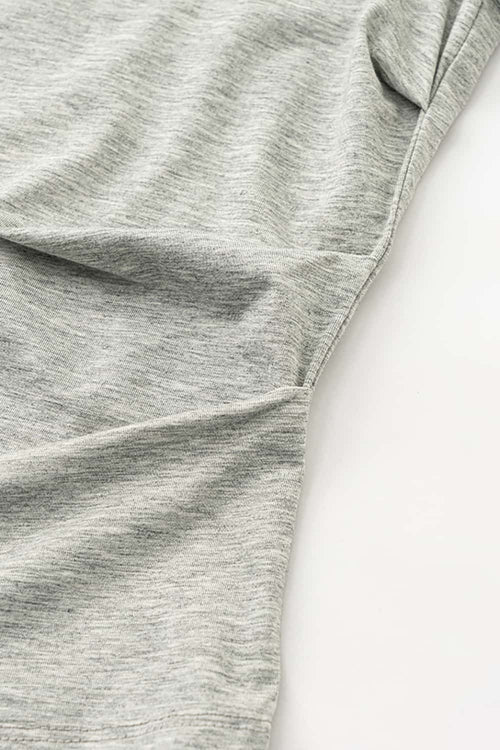 Square Neck Tailored Graphic Crop Tee - Flower Gray