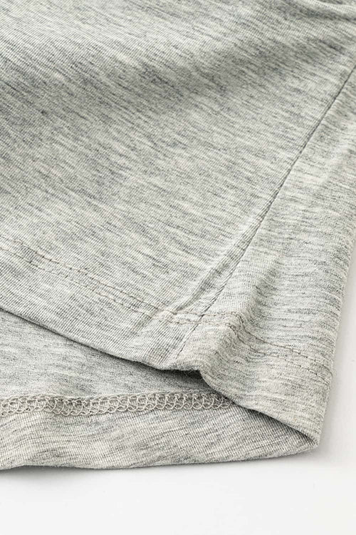 Square Neck Tailored Graphic Crop Tee - Flower Gray