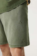 Distressed Relaxed Sweat Short - Vintage Army Green