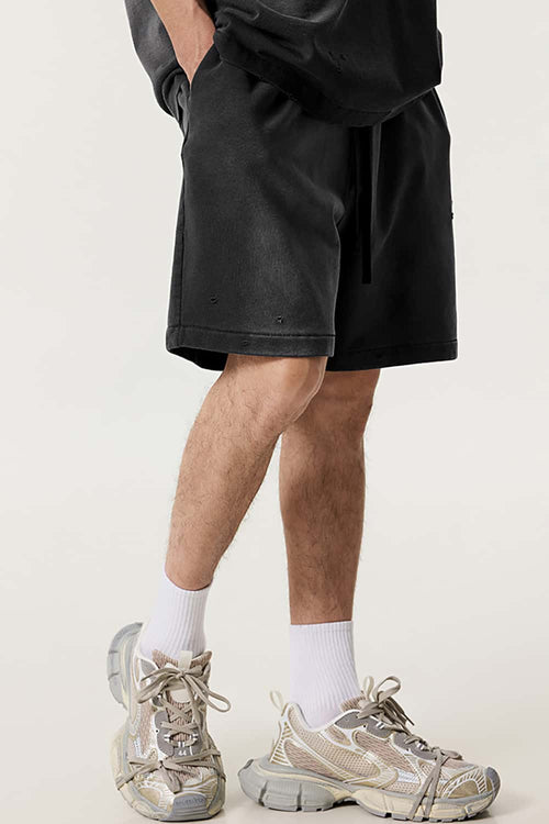 Distressed Relaxed Sweat Short - Vintage Black