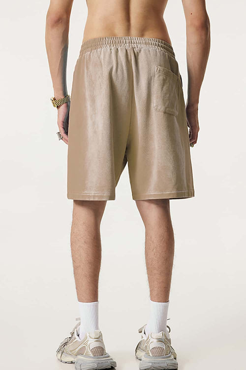 Distressed Relaxed Sweat Short - Vintage Khaki