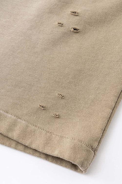 Distressed Relaxed Sweat Short - Vintage Khaki