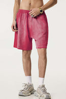 Distressed Relaxed Sweat Short - Vintage Red