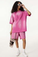 Distressed Relaxed Sweat Short - Vintage Rose Pink