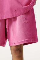 Distressed Relaxed Sweat Short - Vintage Rose Pink